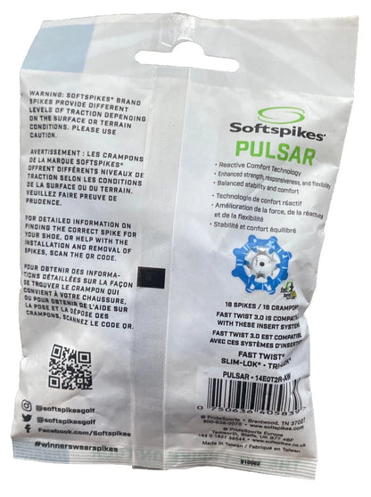 Softspikes Pulsar Golf Spikes (Fast Twist® 3.0)  Blue/White 18 Pack