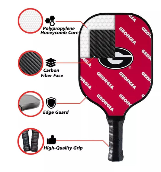Parrot Paddles Carbon Fiber Georgia Bulldogs Pickleball Paddle 12MM Thick (NCAA)