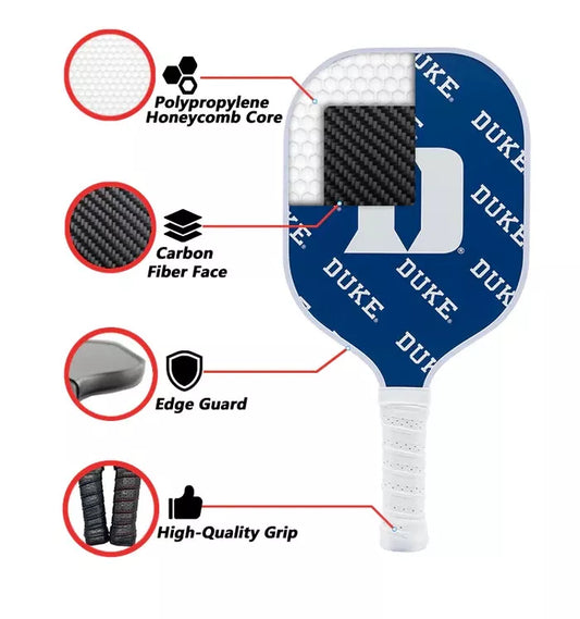 Parrot Paddles Carbon Fiber Duke Blue Devils Pickleball Paddle 12MM Thick ( NCAA )
