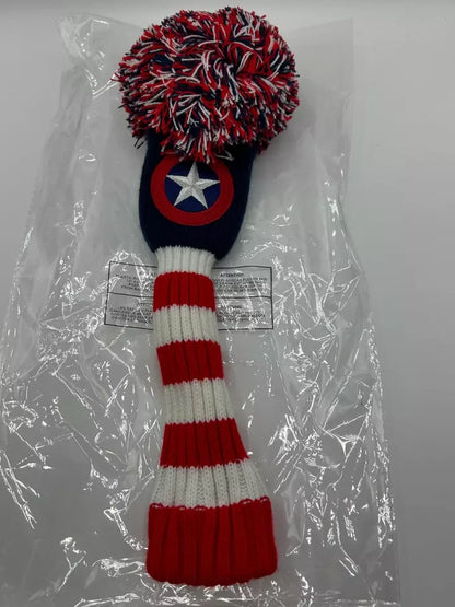 PRG Golf Originals Collection Captain USA Pom Pom Set of 3 Head Covers Driver Fairway & Rescue