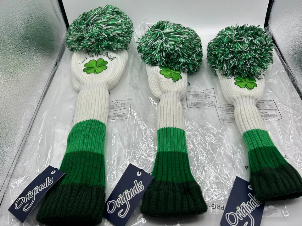 PRG Golf Originals Collection Luck Of The Irish Pom Pom Set of 3 Head Covers Driver Fairway & Rescue
