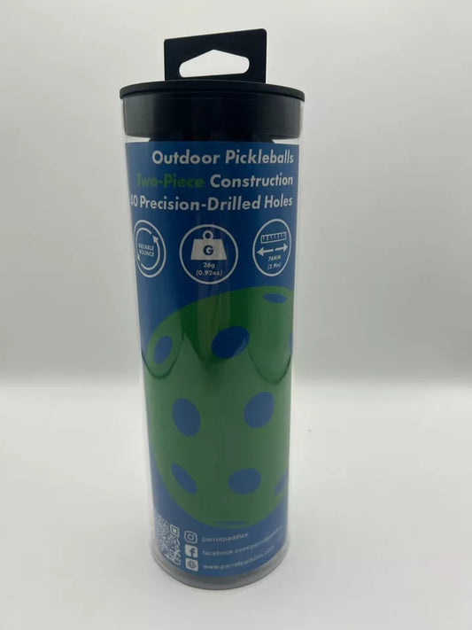 Parrot Paddles Tube of 3 Outdoor Pickleballs 2 Piece (Gray)