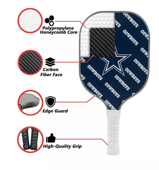 Parrot Paddles Carbon Fiber Dallas Cowboys Pickleball Paddle 12MM Thick (NFL)