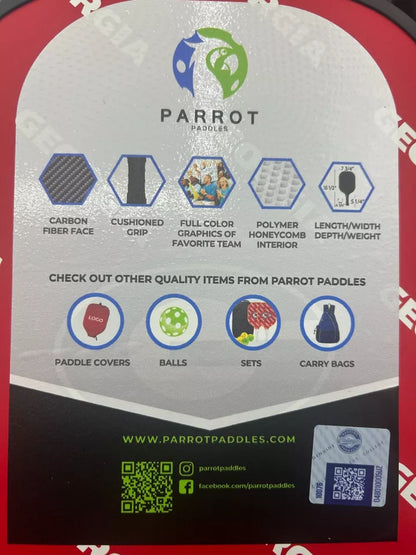 Parrot Paddles Carbon Fiber Green Bay Packers Pickleball Paddle Set (New in Case)