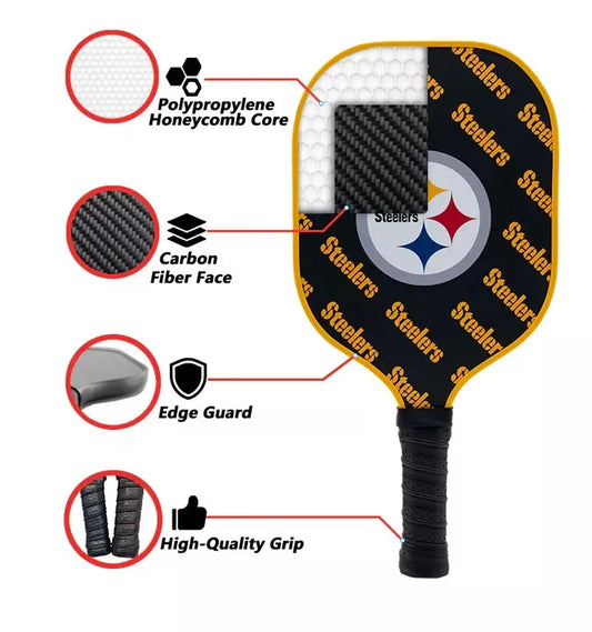 Parrot Paddles Carbon Fiber Pittsburgh Steelers Pickleball Paddle 12MM Thick (NFL)
