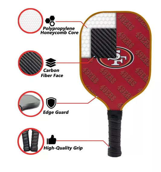 Parrot Paddles Carbon Fiber San Francisco 49ers Pickleball Paddle 12MM Thick (NFL)