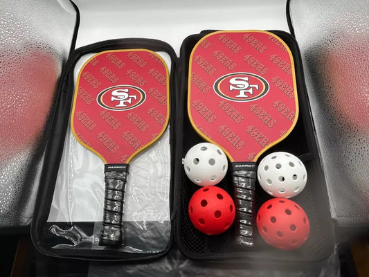Parrot Paddles Carbon Fiber San Francisco 49ers Pickleball Paddle Set w/Case