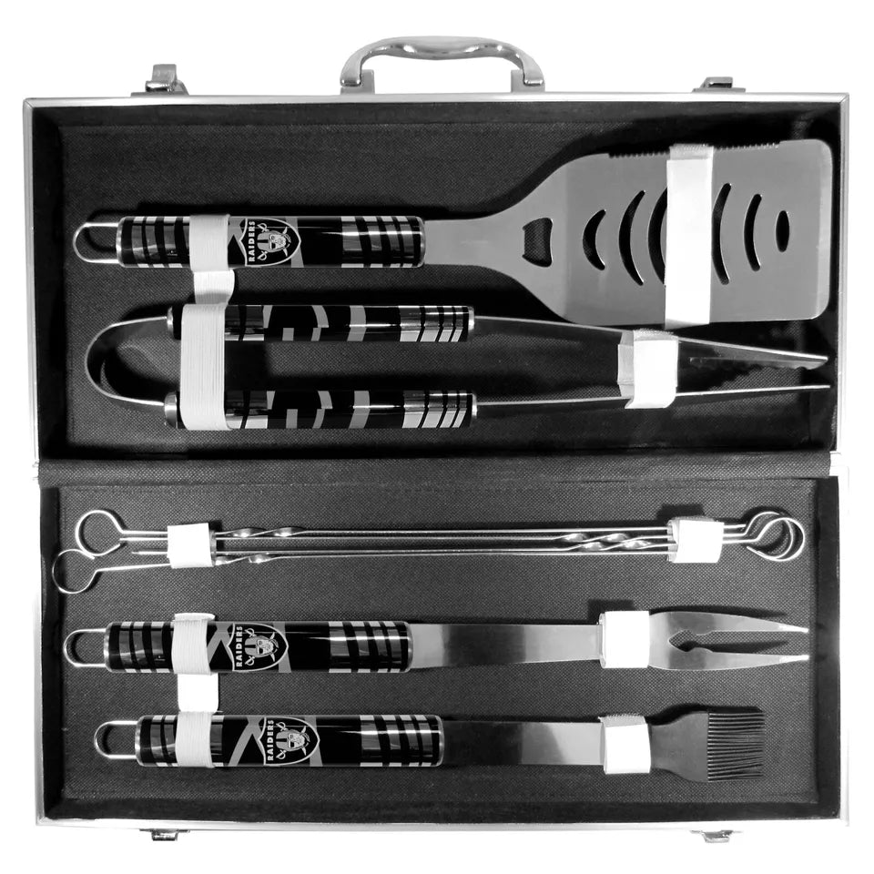 Siskiyou Gifts Las Vegas Raiders 8 Piece Tailgater BBQ Set w/Metal Case, NFL Licensed